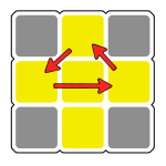 Cubo 3x3x3 aristas tercera capa colocadas